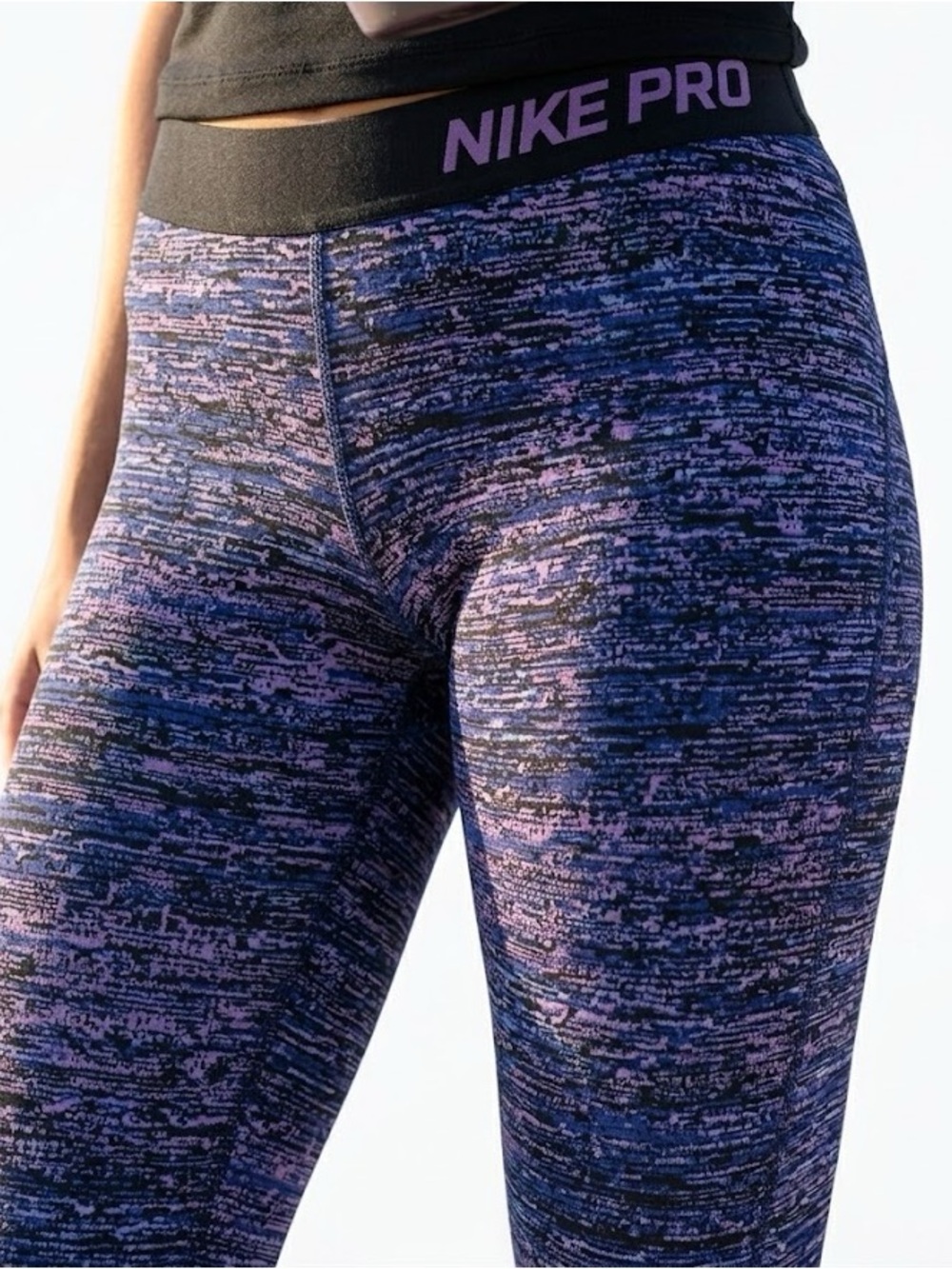 Nike Pro Dri-FIT Abstract Print Leggings – Blue/Purple – Size M